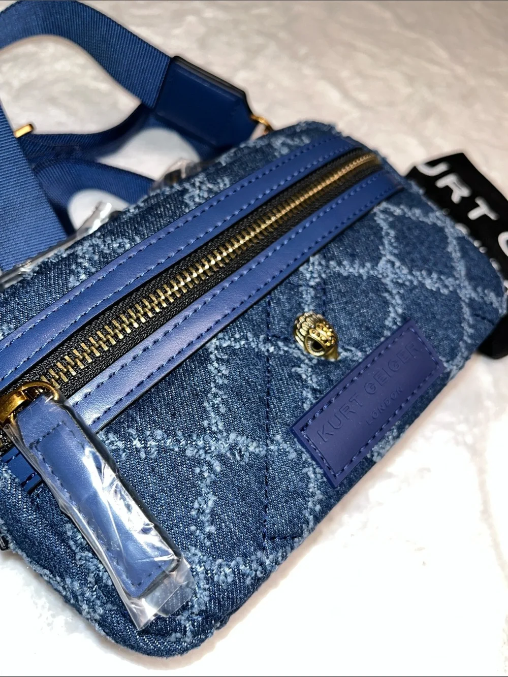 Kurt Geiger NWT! XS Quilted Denim Crossbody Bag - Picture 4 of 13